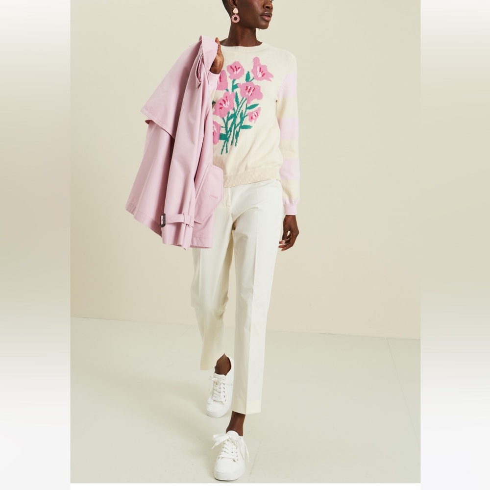 SOLD! NWT Weekend MaxMara Flora Cotton Sweater. Color: Beige/Pink. Spring - Picture 1 of 11